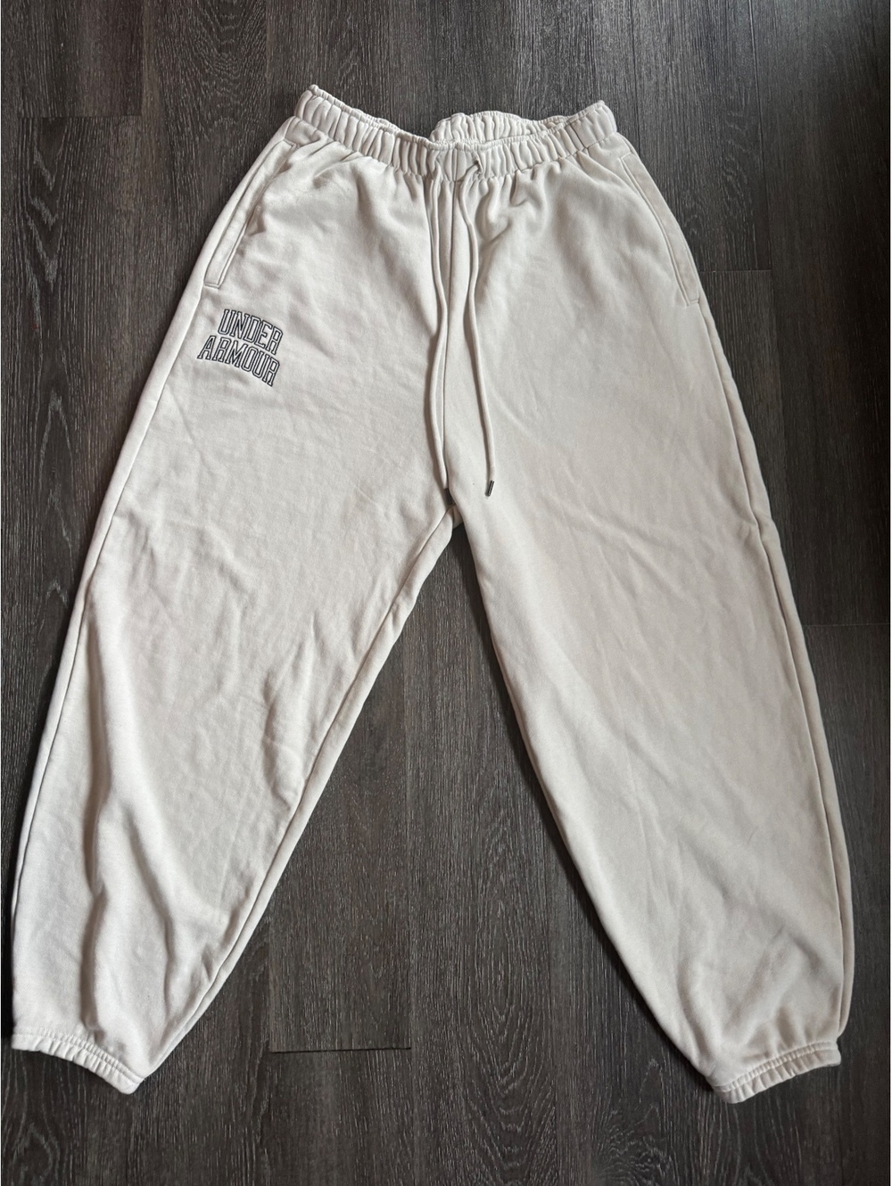 Under Armour Cream Oversized Fleece Jogger Sweatpants Relaxed Baggy Fit
